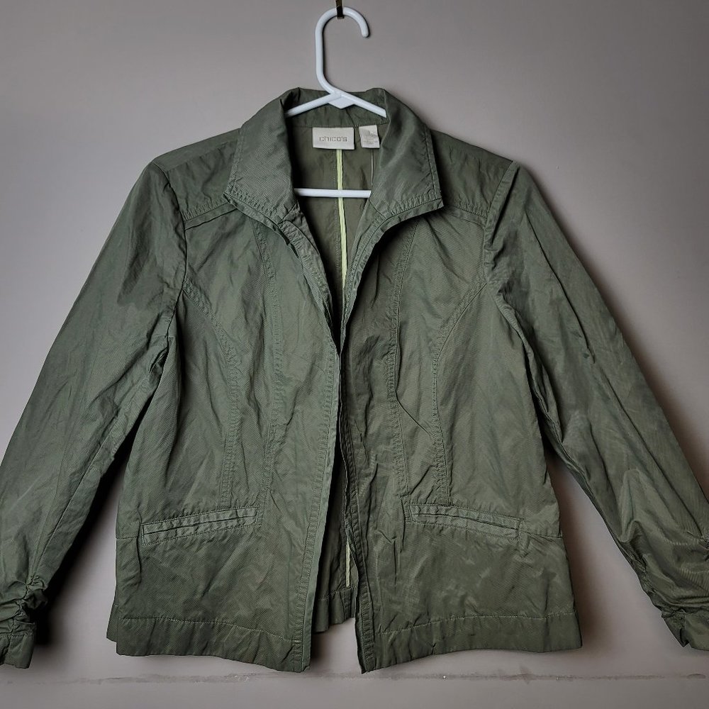CHICO's size Medium women's jacket 3/4 sleeve length green